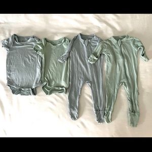 Kyte BABY Zippered Footie + Bodysuit Bundle // Fog + Sage // Newborn // Like New